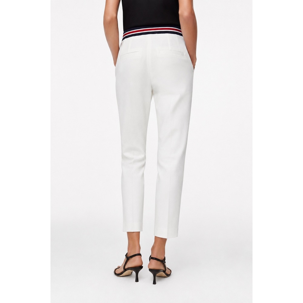 Zara Basic White Ankle Pants XS Striped Waistband Career Casual Modern